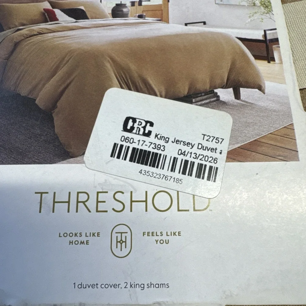 New Threshold Washed Cotton Sateen Duvet Cover and Sham Set Dark Navy King